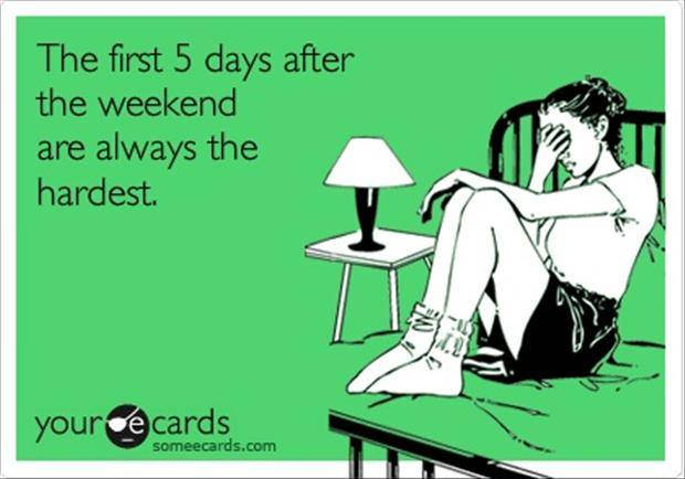 Have you ever noticed that people get overly excited for the weekend? I've seen the same shit over and over again on Instagram. Stuff like "it's Friyay".